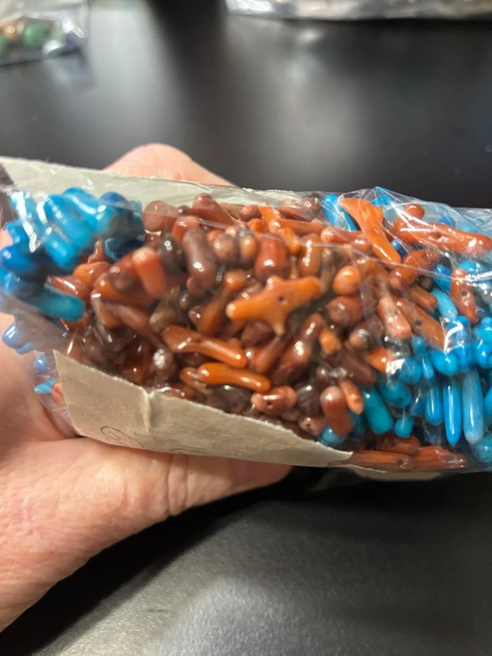 Lot of Blue and Brown Coral Chip gemstone Bead Strands - Picture 3 of 7